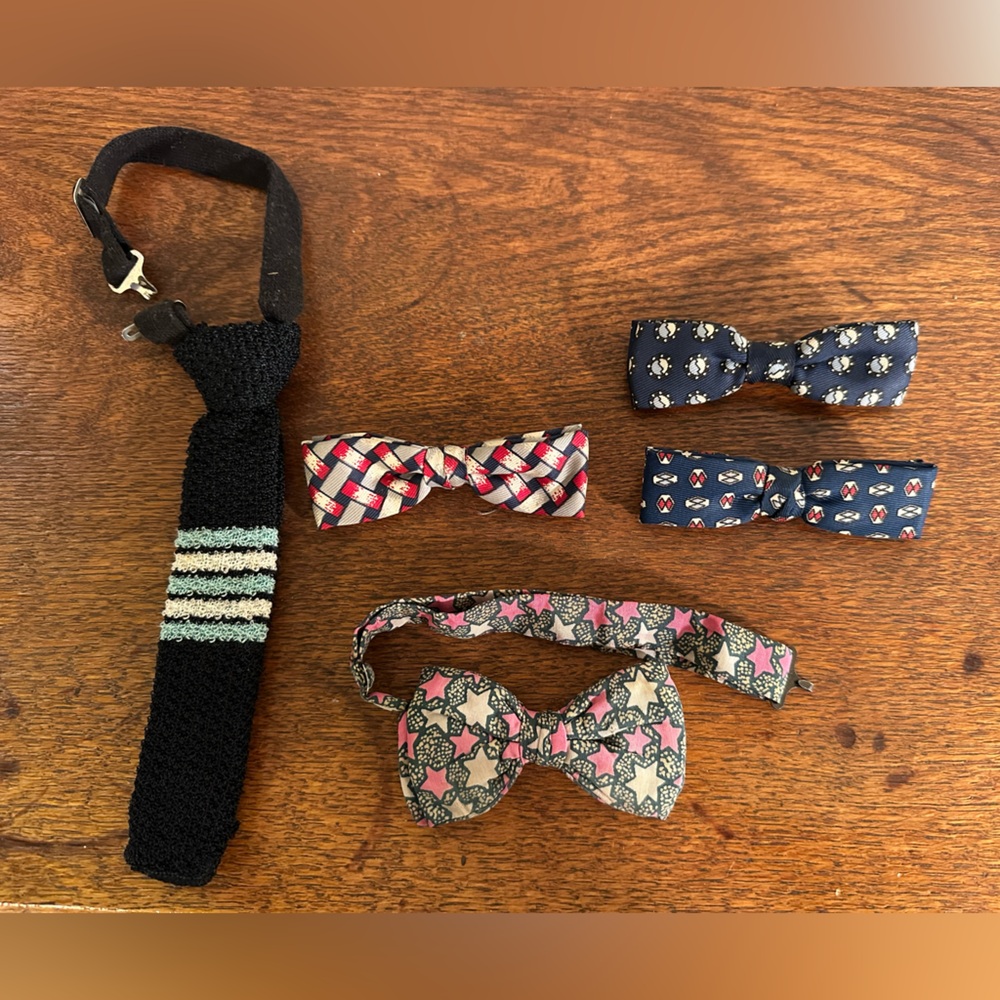 Vintage Kids Bow Ties - set of 5 Pink, Red, Blue